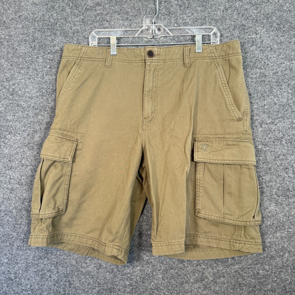 Timberland Shorts Mens 38 Green Cargo Cotton Relaxed Baggy‎ Y2K Casual Outdoors